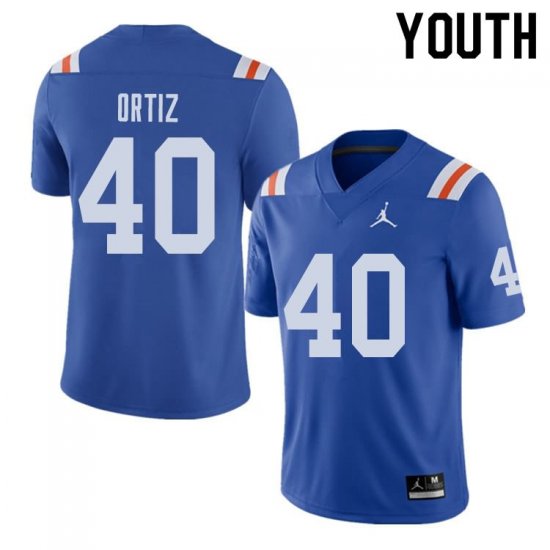 Youth Florida Gators #40 Marco Ortiz NCAA Jordan Brand Royal Throwback Alternate Authentic Stitched College Football Jersey BQC7062WY